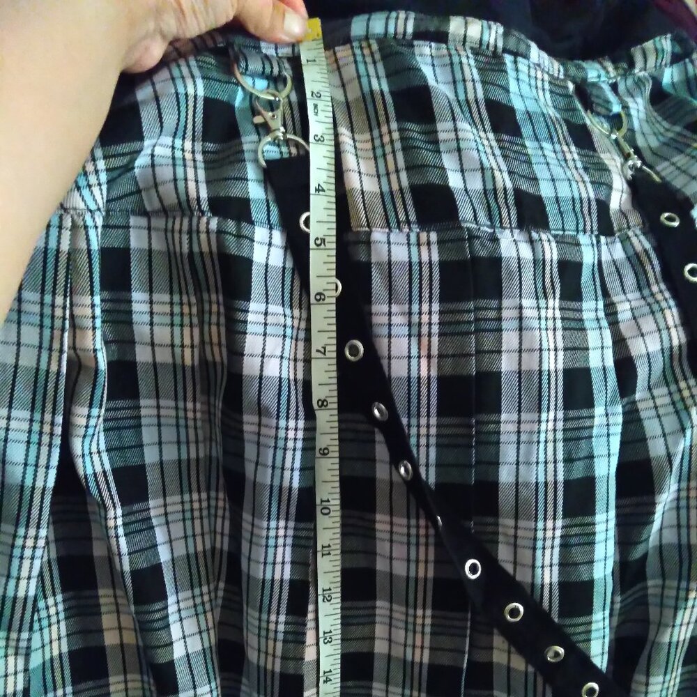 Hot Topic Pastel Plaid Pleated Mini Skirt with Grommet Suspender Strap NWT - Picture 8 of 10